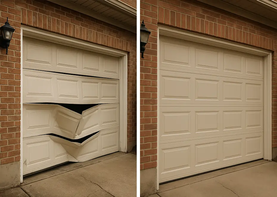 Before: Cracked exterior – After: Restored finish