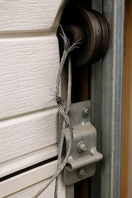 Frayed garage door cable