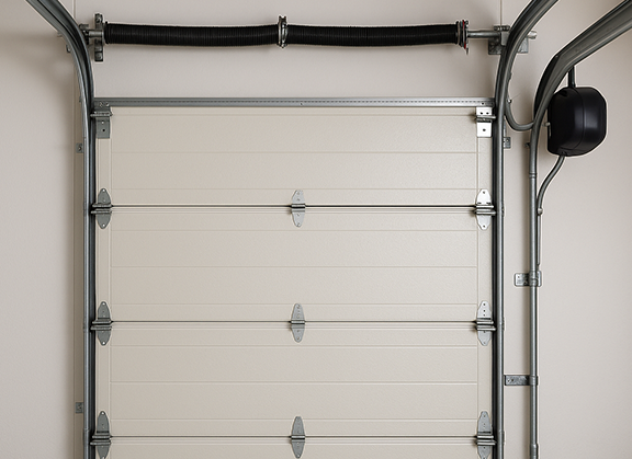Garage door stuck halfway due to track issue