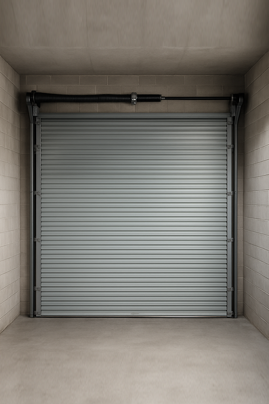 Roll up garage door with spring and tracks